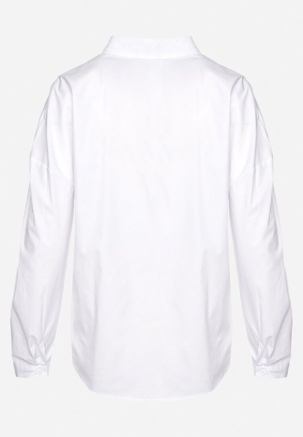 Born2be - Biała Koszula z Nadrukiem Tulipana z Bawełny Aelirava. Okazja: na co dzień. Kolor: biały. Materiał: bawełna. Wzór: nadruk. Styl: casual, boho, klasyczny