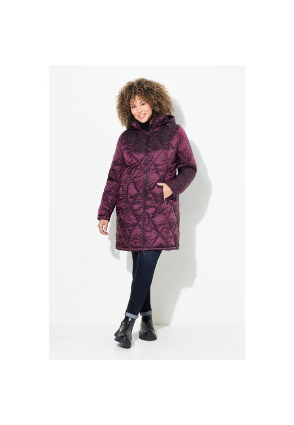 ULLA POPKEN - Damskie Pikowana kurtka HYPRAR kaptur dwukierunkowy zamek kieszenie na zamek. Kolekcja: plus size. Kolor: czerwony. Materiał: poliester, materiał, poliamid. Sport: turystyka piesza