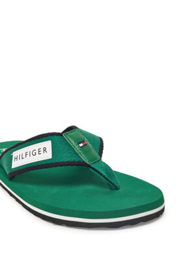 TOMMY HILFIGER - Tommy Hilfiger Japonki Patch Hilfiger Beach Sandal FM0FM05435 Zielony. Kolor: zielony. Materiał: materiał