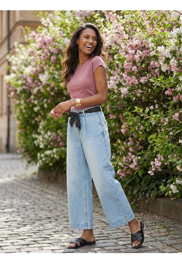 Sinsay - Bawełniana koszulka basic - fioletowy. Kolor: fioletowy. Materiał: bawełna