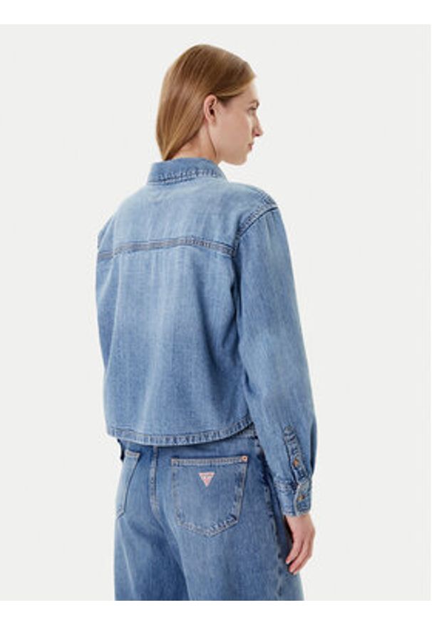 Guess Jeans Koszula W5YH0D D5M86 Niebieski Regular Fit. Kolor: niebieski. Materiał: bawełna