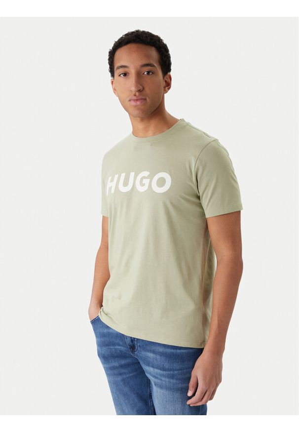 Hugo - HUGO T-Shirt Dulivio 50467556 Zielony Regular Fit. Kolor: zielony. Materiał: bawełna