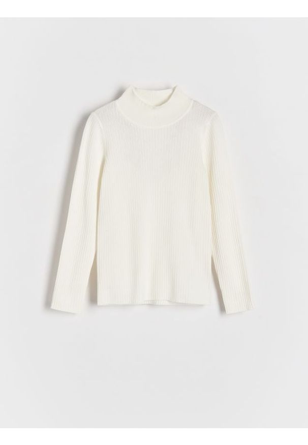 Reserved - Prążkowany sweter z wiskozą - złamana biel. Materiał: prążkowany, wiskoza