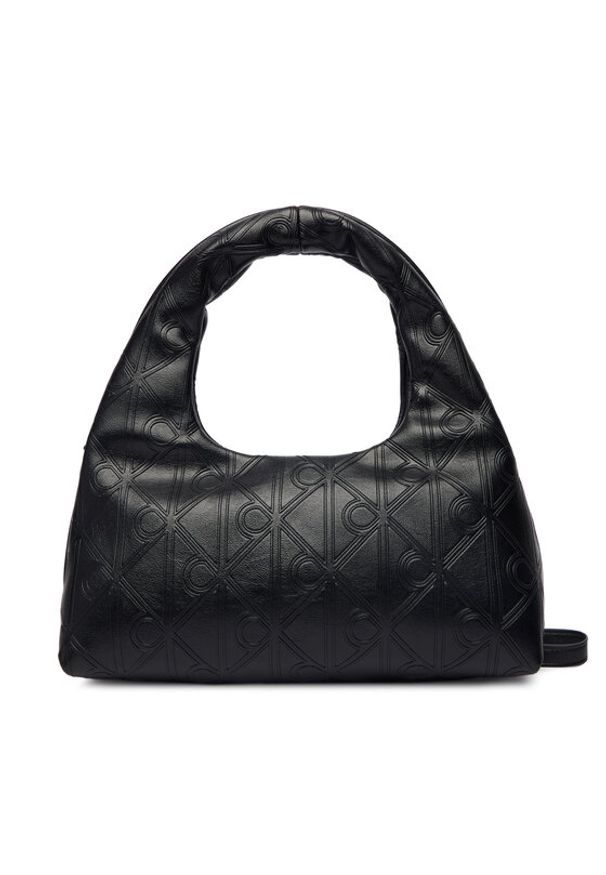 Calvin Klein Torebka Emblem Aop Puffer Bag With Strap LV04F3200G Czarny. Kolor: czarny. Materiał: skórzane