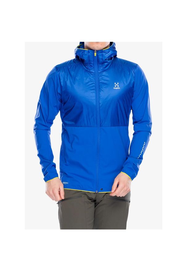 Haglöfs - Kurtka ocieplana męska Haglofs L.I.M Tempo Trail Mimic Hood. Kolor: niebieski. Sport: turystyka piesza