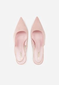 Renee - Różowe Sandały Slingback na Szpilce z Imitacji Zamszu Carilona. Zapięcie: bez zapięcia. Kolor: różowy. Materiał: zamsz. Sezon: lato. Obcas: na szpilce. Wysokość obcasa: średni #8