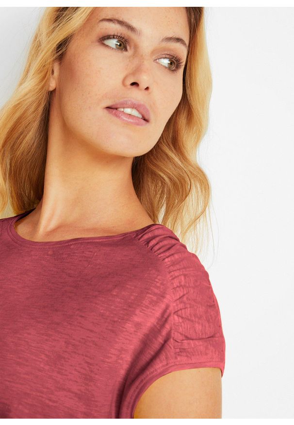 bonprix - Shirt boxy, krótki rękaw. Kolor: czerwony. Materiał: bawełna. Długość rękawa: krótki rękaw. Długość: krótkie