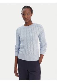 TOMMY HILFIGER - Tommy Hilfiger Sweter WW0WW47644 Błękitny Regular Fit. Kolor: niebieski. Materiał: bawełna #1