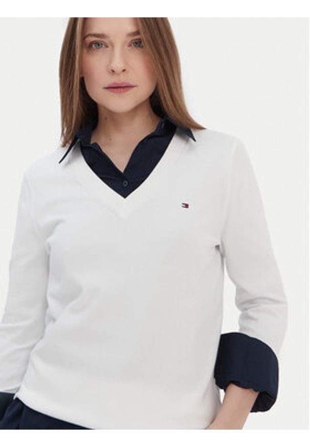 TOMMY HILFIGER - Tommy Hilfiger Sweter WW0WW42049 Biały Regular Fit. Kolor: biały. Materiał: syntetyk, bawełna