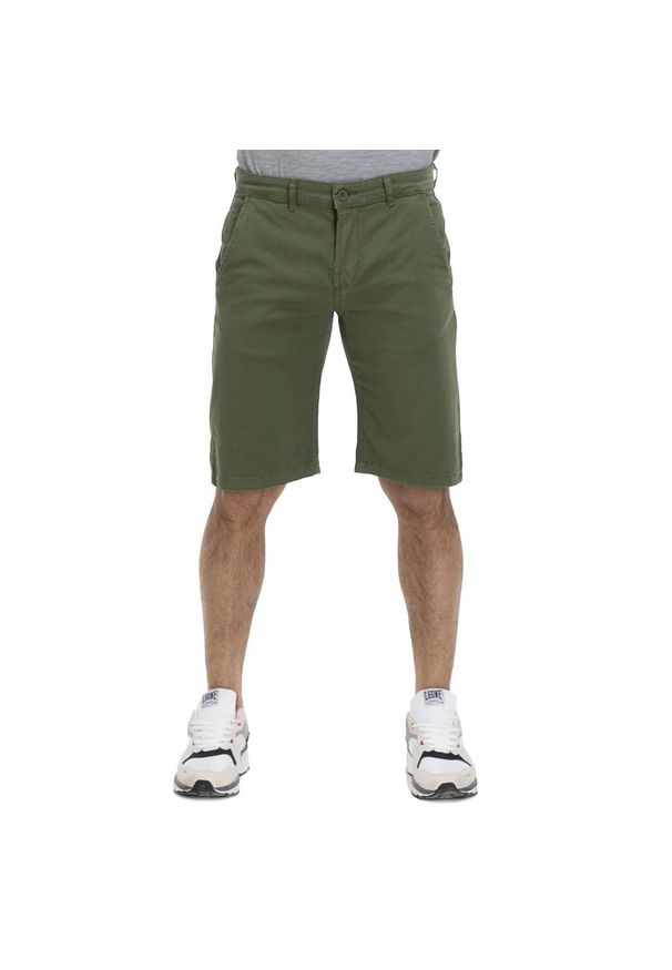LEONE 1947 APPAREL - Męskie spodenki chino w odcieniach ziemi. Kolor: zielony. Materiał: tkanina. Długość: krótkie. Sezon: lato