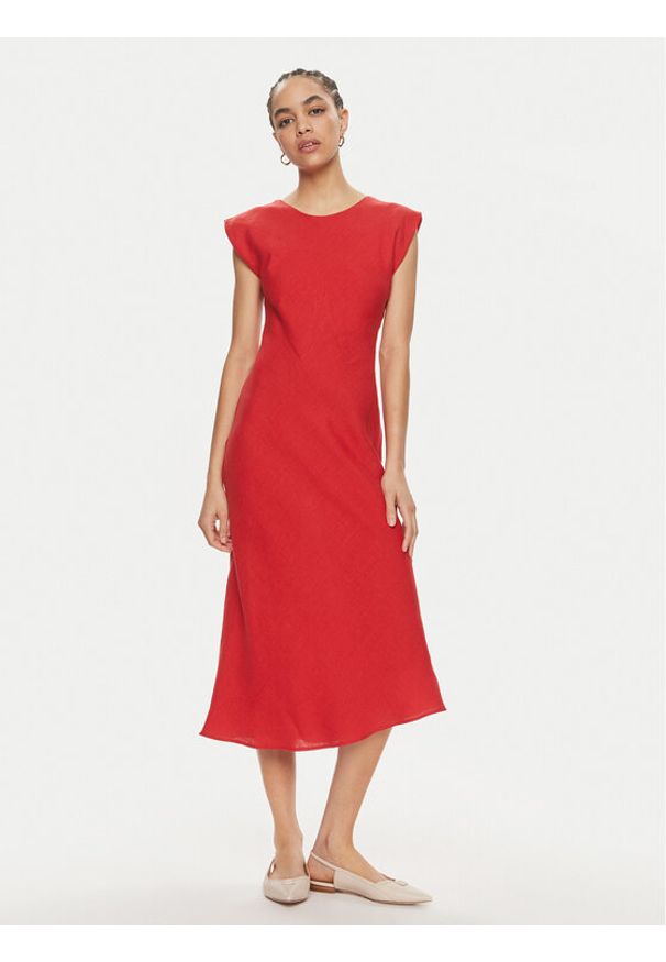 Marella Sukienka letnia Hidalgo 2413221192 Czerwony Regular Fit. Kolor: czerwony. Materiał: len. Sezon: lato