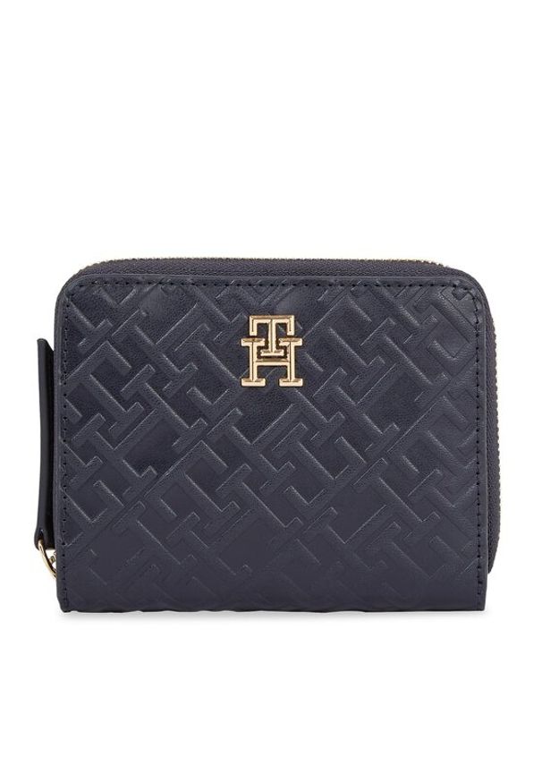 TOMMY HILFIGER - Tommy Hilfiger Mały Portfel Damski Th Refined Med Za Mono AW0AW15755 Granatowy. Kolor: niebieski. Materiał: skóra