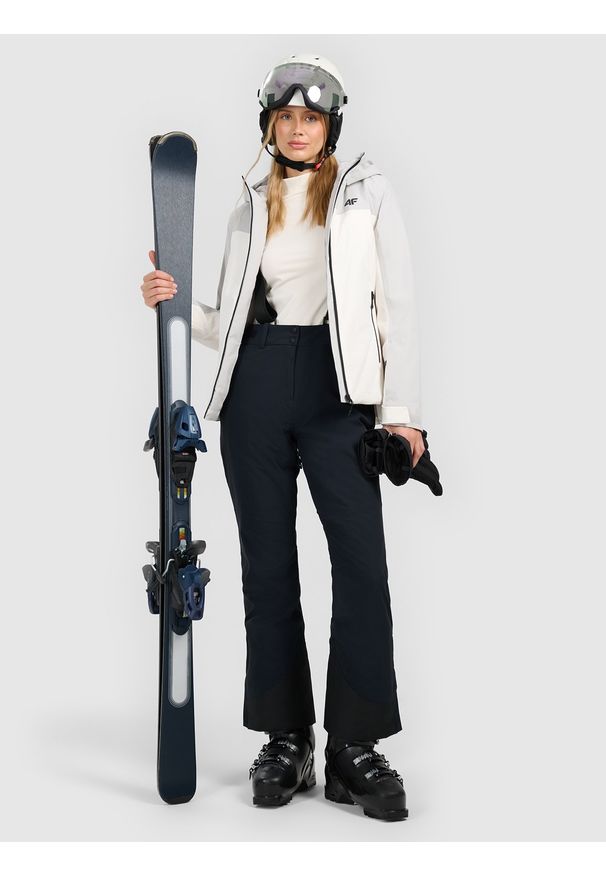 4f - 4F Spodnie narciarskie membrana 10000 damskie - czarne XXL. Stan: podwyższony. Kolor: czarny. Materiał: materiał. Wzór: gładki. Sezon: zima. Sport: narciarstwo
