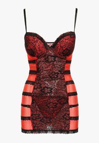 Renee - Czarna Elegancka Koszula Nocna ze Stringami i Subtelną Koronką Mareole. Kolor: czarny. Materiał: koronka. Wzór: koronka #6
