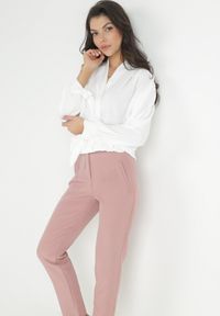 Born2be - Różowe Spodnie Cygaretki z Imitacją Kieszeni Anilnig. Kolor: różowy #5