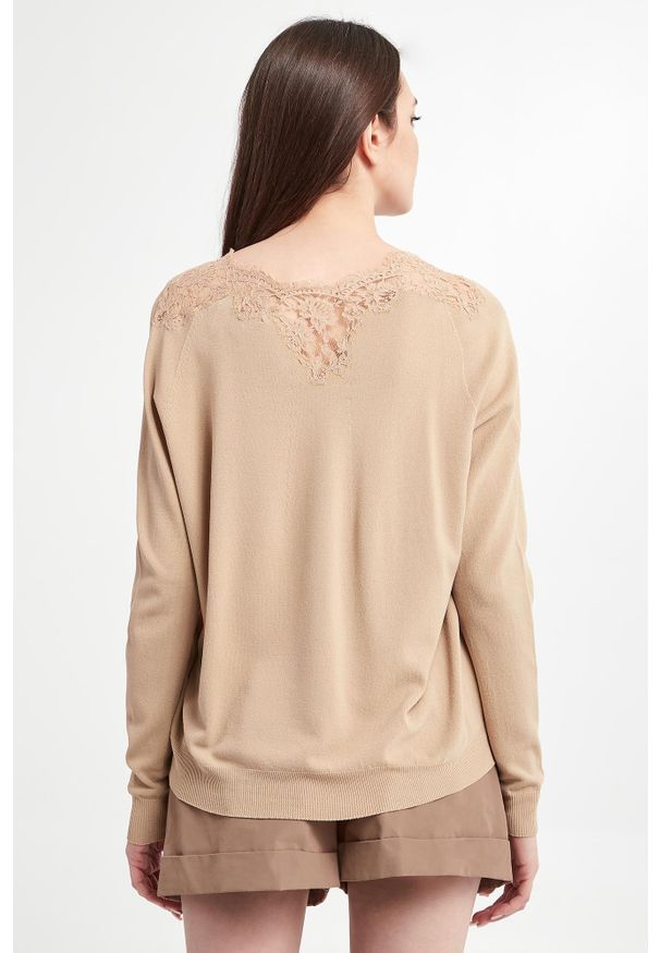 Ermanno Firenze - Sweter damski z koronką ERMANNO FIRENZE. Materiał: koronka. Wzór: koronka