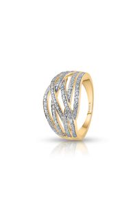 W.KRUK - Pierścionek złoty z diamentami. Materiał: złote. Kolor: złoty. Wzór: aplikacja. Kamień szlachetny: diament #1