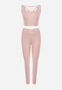 Born2be - Jasnoróżowy Komplet Dresowy 3-częściowy z Lampasami Hisa. Kolekcja: plus size. Kolor: różowy. Materiał: dresówka. Sport: turystyka piesza #8