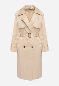 Born2be - Beżowy Płaszcz Długi Trencz z Paskiem Ozrage. Kolor: beżowy. Długość: długie. Sezon: wiosna, jesień. Styl: elegancki, sportowy #2