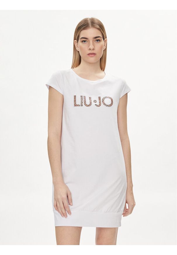 Liu Jo Sukienka codzienna VA4103 JS003 Biały Regular Fit. Okazja: na co dzień. Kolor: biały. Materiał: bawełna. Typ sukienki: proste. Styl: casual