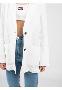 TOMMY HILFIGER - Tommy Hilfiger Marynarka | WW0WW33195 | Kobieta | Biały. Okazja: na co dzień. Kolor: biały. Materiał: len. Długość: długie. Styl: casual #6
