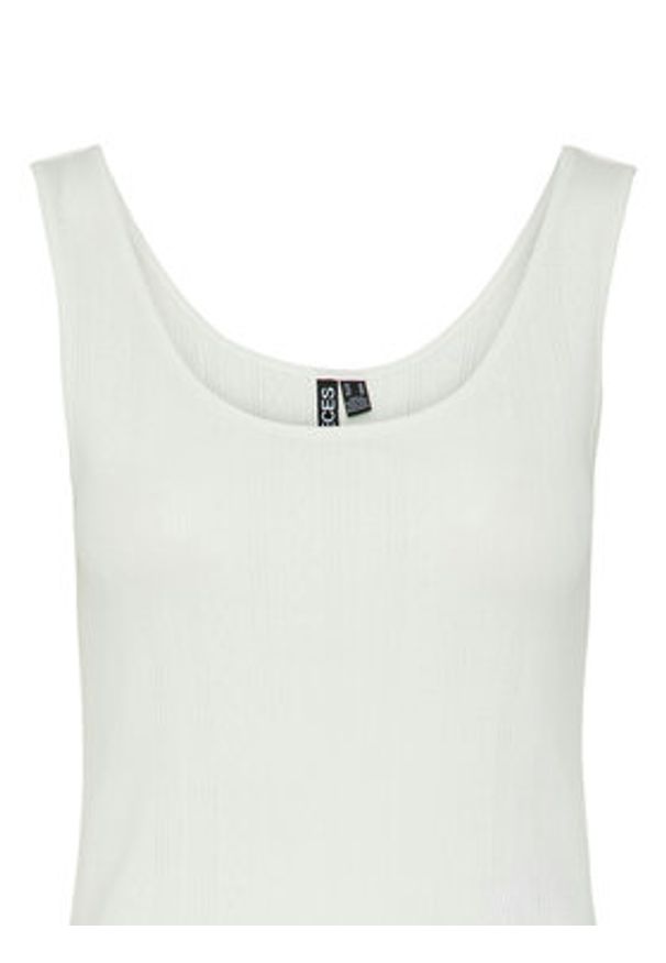 Pieces Top Fia 17155482 Biały Slim Fit. Kolor: biały. Materiał: bawełna