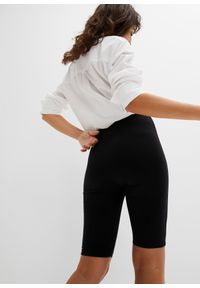 bonprix - Kolarki high waist z prążkowanego dżerseju. Stan: podwyższony. Kolor: czarny. Materiał: jersey, prążkowany. Wzór: prążki