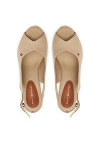TOMMY HILFIGER - Tommy Hilfiger Espadryle Flag High Wedge Espad Slingback FW0FW08597 Beżowy. Kolor: beżowy. Materiał: materiał