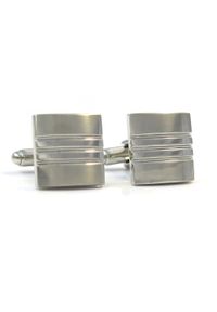 Modini - Kwadratowe srebrne błyszcząco-matowe spinki do mankietów N37. Kolor: srebrny #1