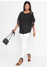 bonprix - Bluzka. Kolor: czarny. Materiał: poliester, koronka #3