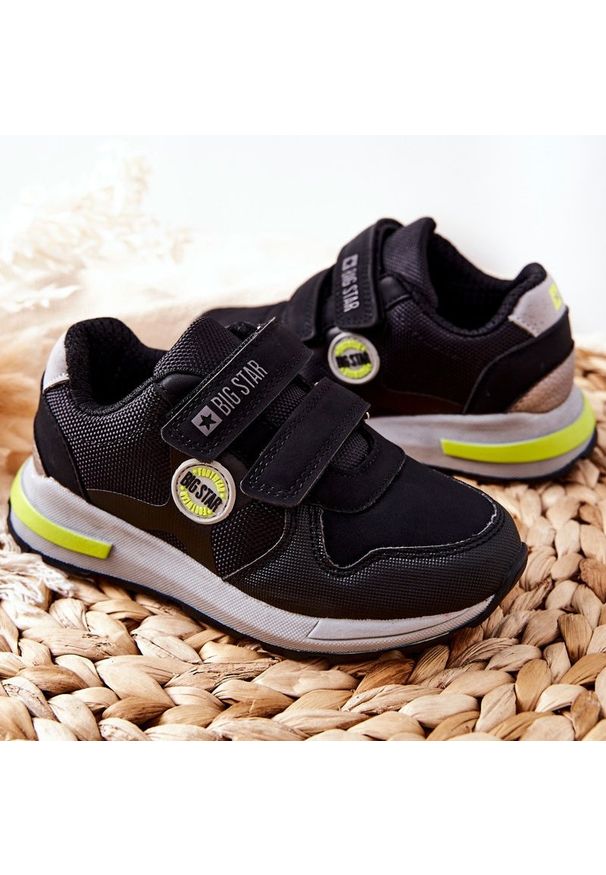 Big-Star - Dziecięce Buty Sportowe Big Star II374078 Czarne. Zapięcie: rzepy. Kolor: czarny. Materiał: skóra