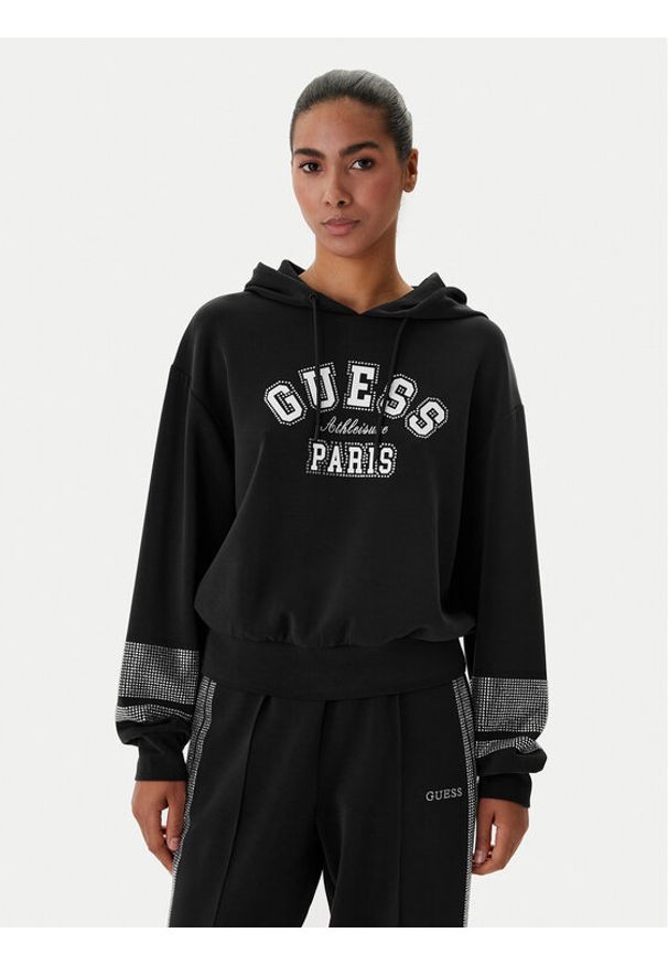 Guess Bluza V6RQ02 KCAY2 Czarny Regular Fit. Kolor: czarny. Materiał: syntetyk