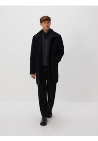 Reserved - Klasyczny płaszcz z wełną - czarny. Kolor: czarny. Materiał: wełna. Styl: klasyczny #1