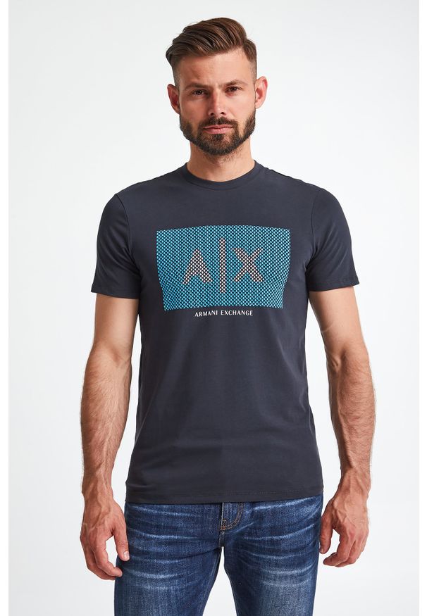 Armani Exchange - T-SHIRT ARMANI EXCHANGE. Materiał: bawełna, tkanina, elastan, guma. Wzór: napisy, nadruk
