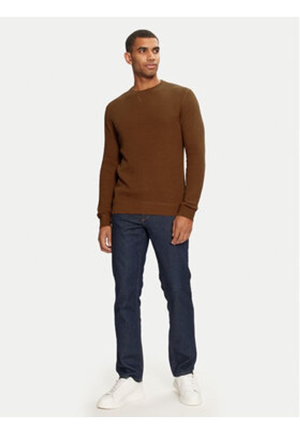 Jack & Jones Sweter 12264668 Brązowy Regular Fit. Kolor: brązowy. Materiał: bawełna
