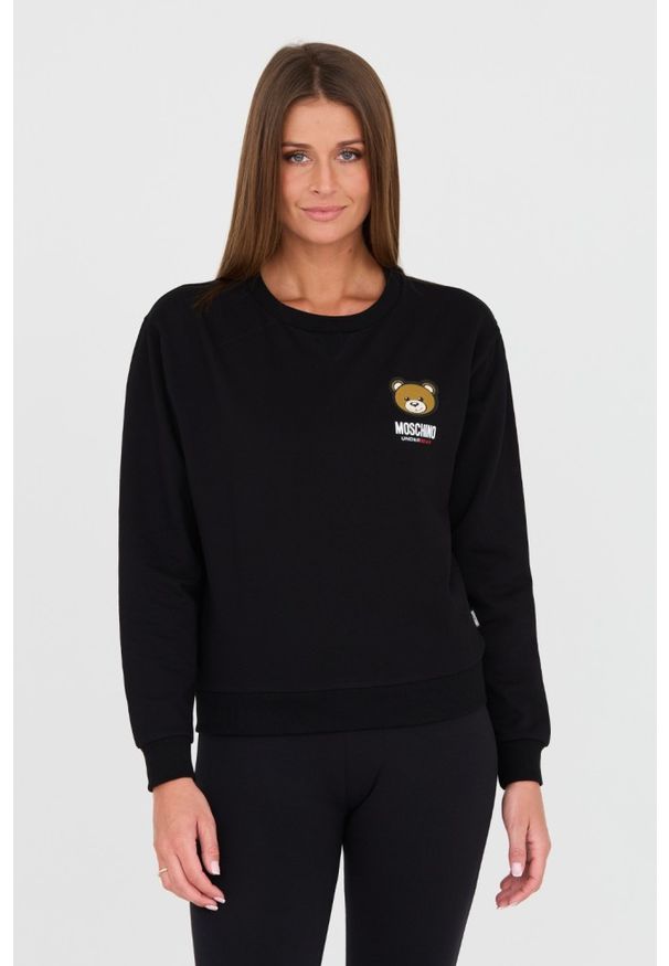 MOSCHINO Czarna damska bluza z misiem, Rozmiar L. Kolor: czarny