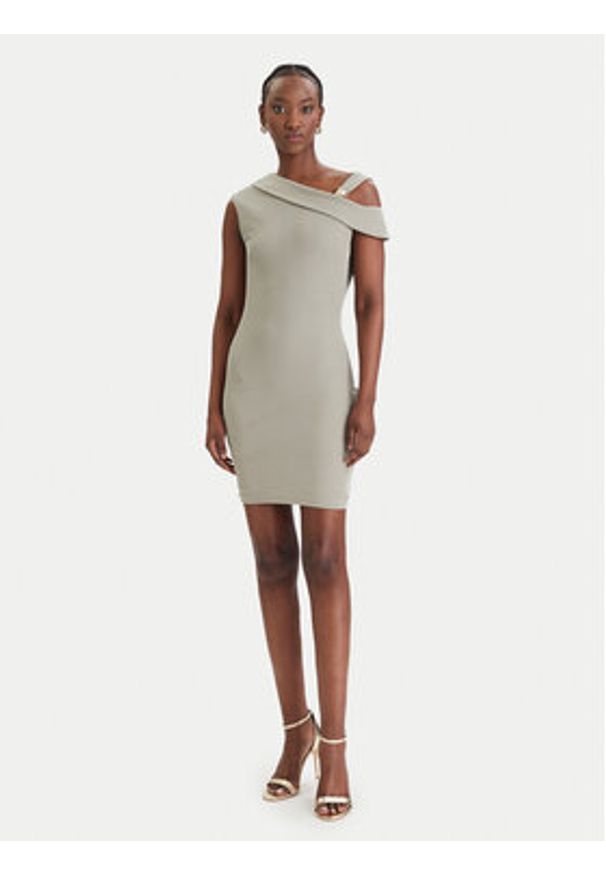 Guess Sukienka codzienna W6GK23 K3017 Khaki Regular Fit. Okazja: na co dzień. Kolor: brązowy. Materiał: syntetyk. Typ sukienki: proste. Styl: casual