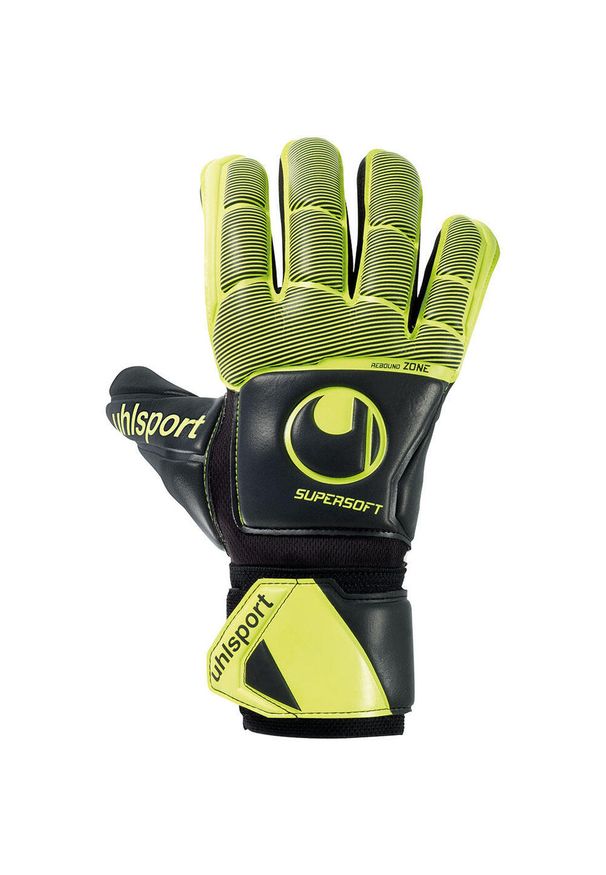 UHLSPORT - Rękawice bramkarskie Uhlsport Supersoft Hn Flex Frame. Kolor: wielokolorowy, żółty, czarny. Sport: piłka nożna