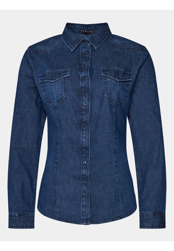 Sisley Koszula jeansowa 5TKL5QF66 Granatowy Regular Fit. Kolor: niebieski. Materiał: jeans, bawełna