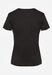 Renee - Czarny Klasyczny T-shirt o Gładkim Wykończeniu Rhethine. Kolor: czarny. Materiał: jeans, zamsz. Długość: krótkie. Wzór: gładki. Styl: klasyczny #2