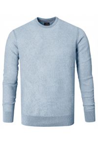 Męski Sweter Bawełniany, Delikatna Faktura Materiału - Pako Jeans - Niebieski. Kolor: niebieski. Materiał: bawełna. Styl: elegancki, klasyczny #1