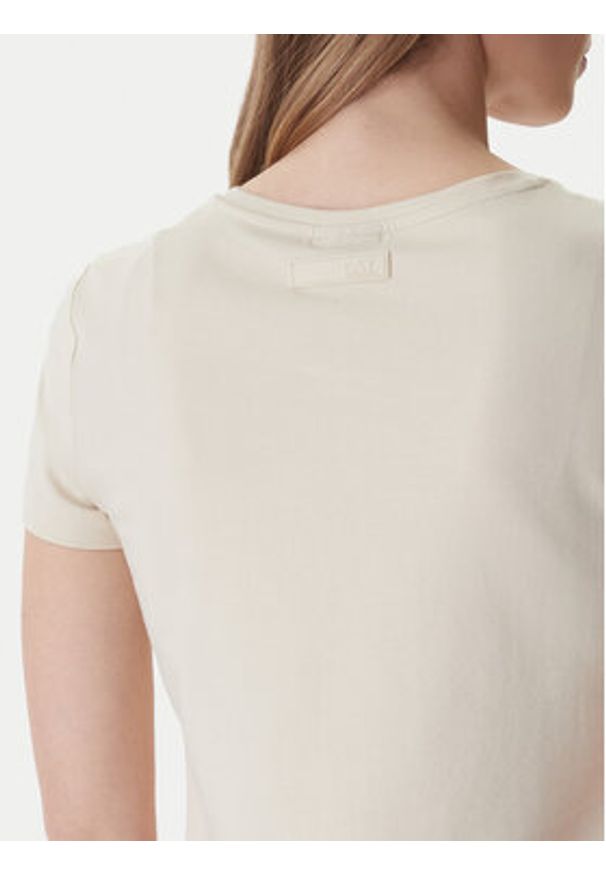 EA7 Emporio Armani T-Shirt 7W000993 AF18401 Beżowy Regular Fit. Kolor: beżowy. Materiał: bawełna