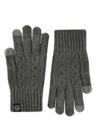 Volcano - Dzianinowe rękawiczki H-HARRY. Kolor: szary. Materiał: dzianina. Wzór: ze splotem. Sezon: zima. Styl: klasyczny, casual #1