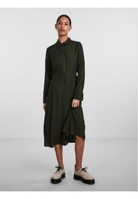 Pieces Sukienka koszulowa 17140732 Zielony Regular Fit. Kolor: zielony. Materiał: wiskoza. Typ sukienki: koszulowe #1