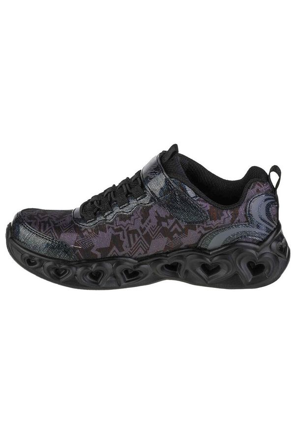 skechers - Buty sportowe Sneakersy dziewczęce, Skechers Heart Lights. Zapięcie: rzepy. Kolor: wielokolorowy, czarny. Materiał: materiał, tkanina. Szerokość cholewki: normalna. Sport: turystyka piesza