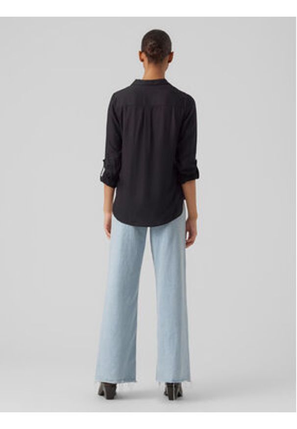 Vero Moda Koszula Bumpy 10275283 Czarny Regular Fit. Kolor: czarny. Materiał: wiskoza