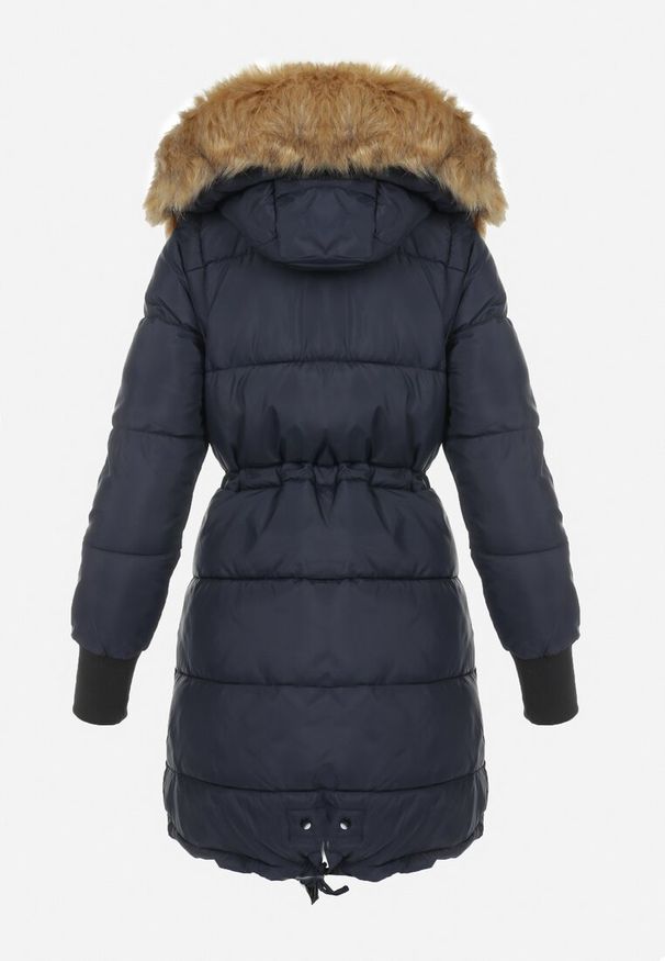 Born2be - Granatowa Kurtka Taliowana z Kapturem i Odpinanymi Rękawami Fizave. Okazja: na co dzień, na spacer. Typ kołnierza: kaptur. Kolor: niebieski. Materiał: wełna, jeans, tkanina, futro. Sezon: jesień, zima. Styl: klasyczny, elegancki, casual