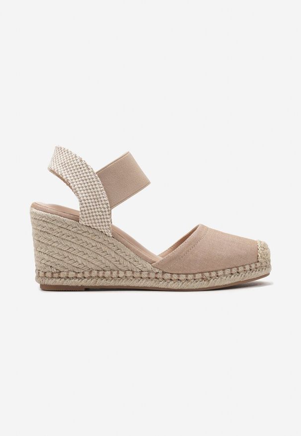 Born2be - Beżowe Sandały z Plecionką na Koturnie w Stylu Espadryli Laxisa. Kolor: beżowy. Sezon: lato. Obcas: na koturnie