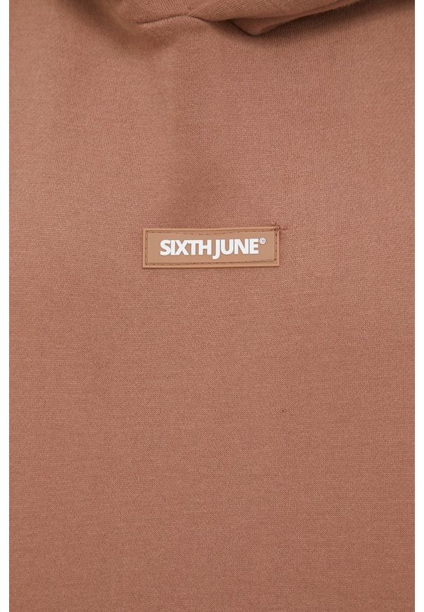 Sixth June bluza męska kolor brązowy z kapturem z aplikacją. Okazja: na co dzień. Typ kołnierza: kaptur. Kolor: brązowy. Wzór: aplikacja. Styl: casual