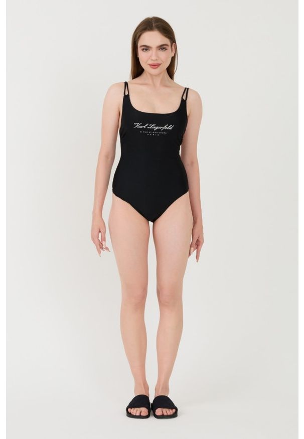 Karl Lagerfeld - KARL LAGERFELD Czarny strój kąpielowy Hotel Karl Swimsuit, Rozmiar XS. Kolor: czarny